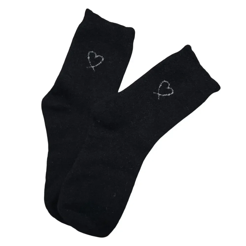 Jilly Warm Fuzzy Heart Socks 6 Pair Lot 6-11 Thick Plush Cozy Different Colors